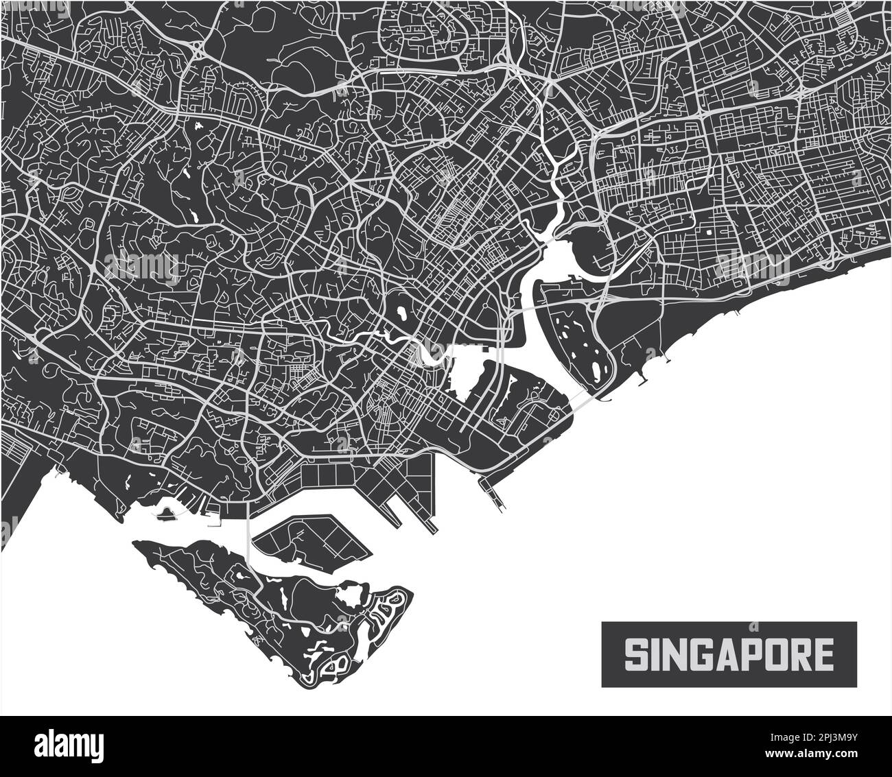 Minimalistic Singapore city map poster design. Stock Vector