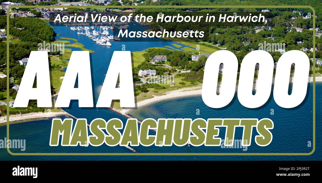 Vehicle license plates marking in Massachusetts in United States of