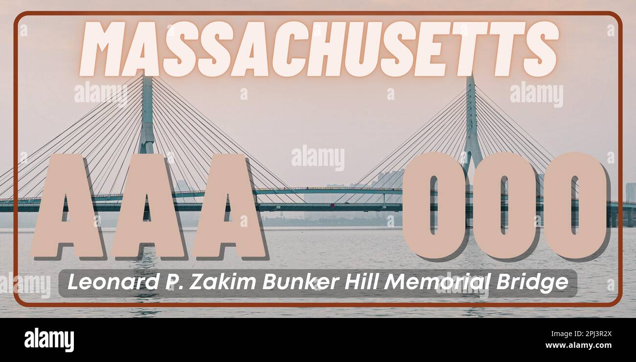 Vehicle license plates marking in Massachusetts in United States of