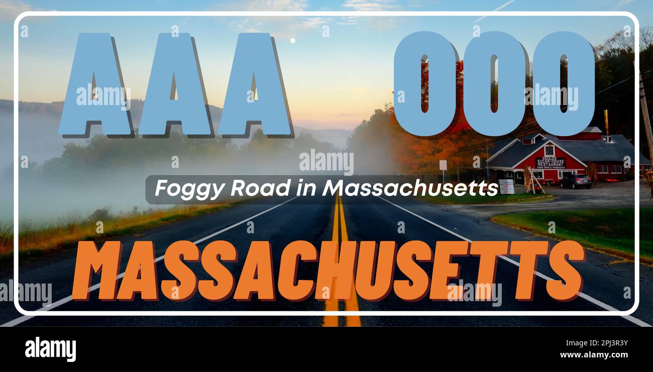 Vehicle license plates marking in Massachusetts in United States of