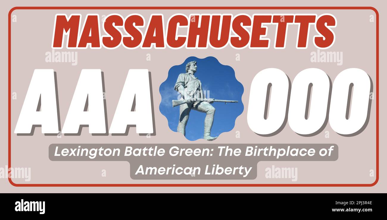Vehicle license plates marking in Massachusetts in United States of
