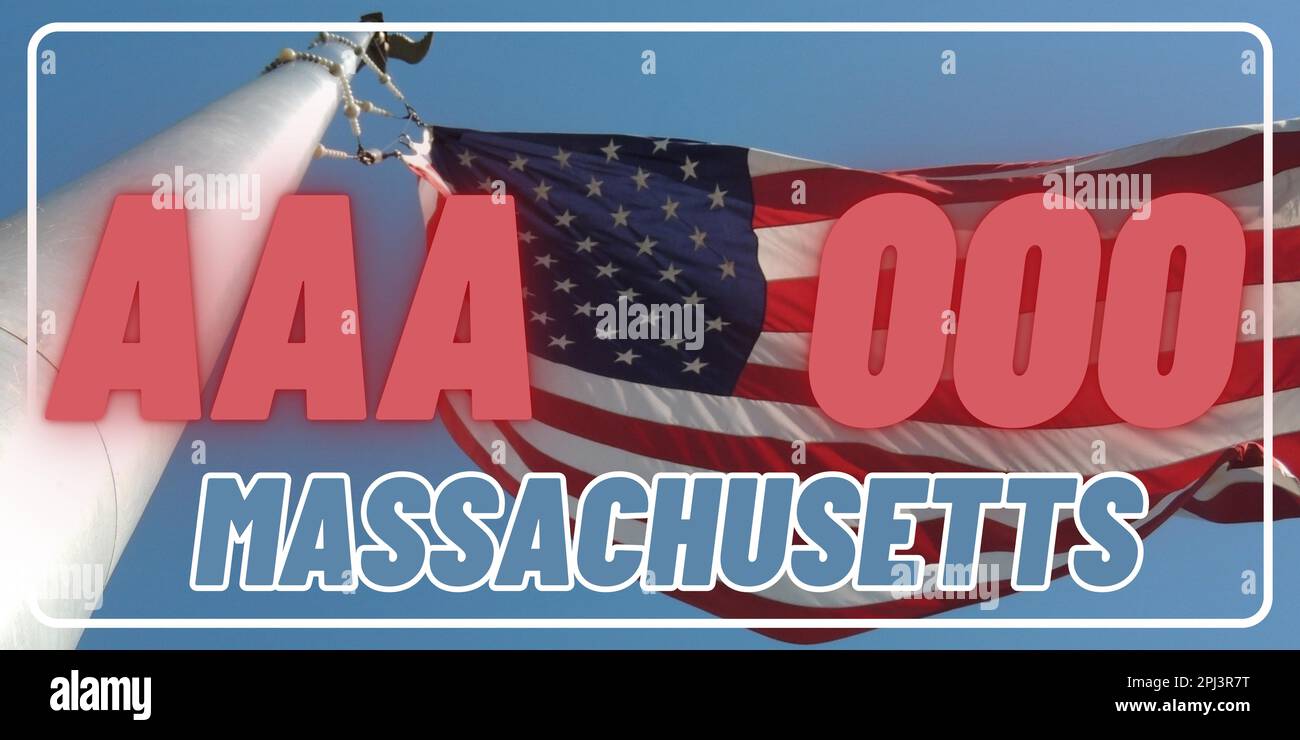 Vehicle license plates marking in Massachusetts in United States of