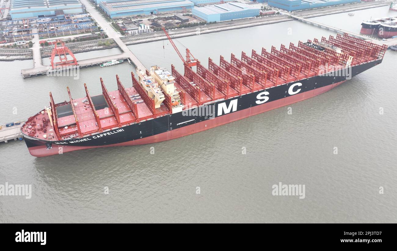 The worlds largest container ship hi-res stock photography and images ...