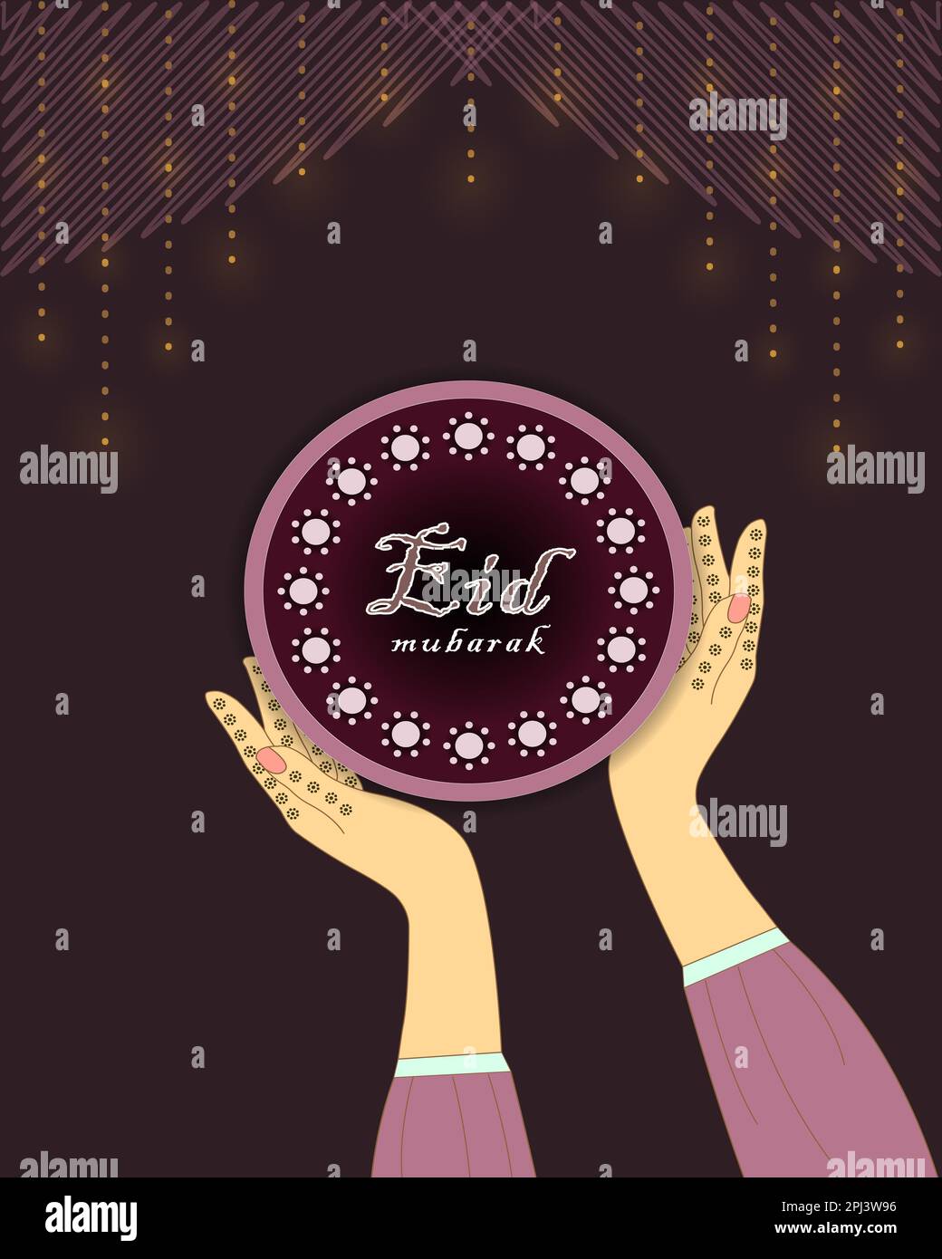 eid mubarak template with henna hands eid greeting card for muslims