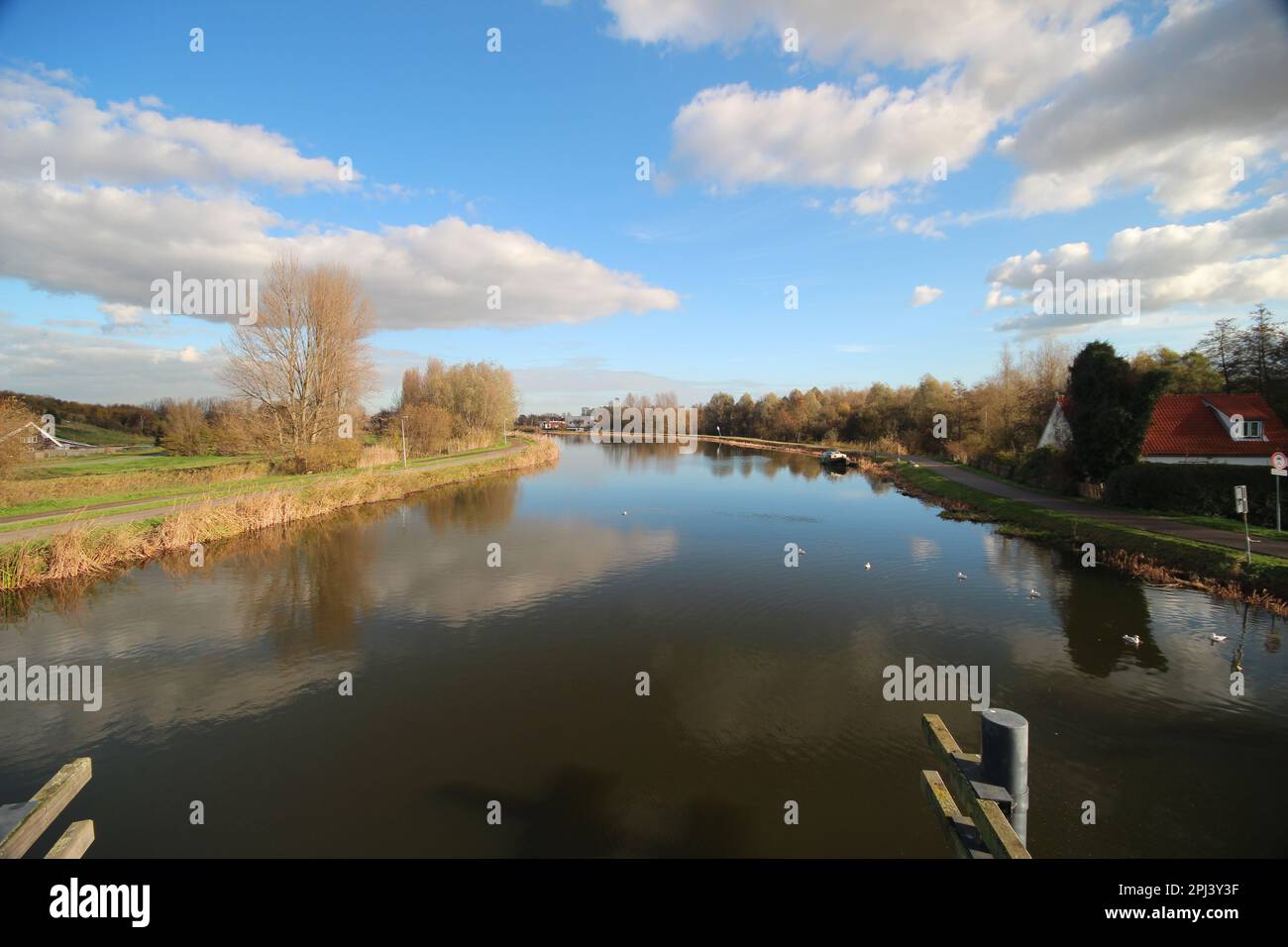 Veld Rotte Clouds reflect in the Rotte between Bergschenhoek and Oud Verlaat near ...