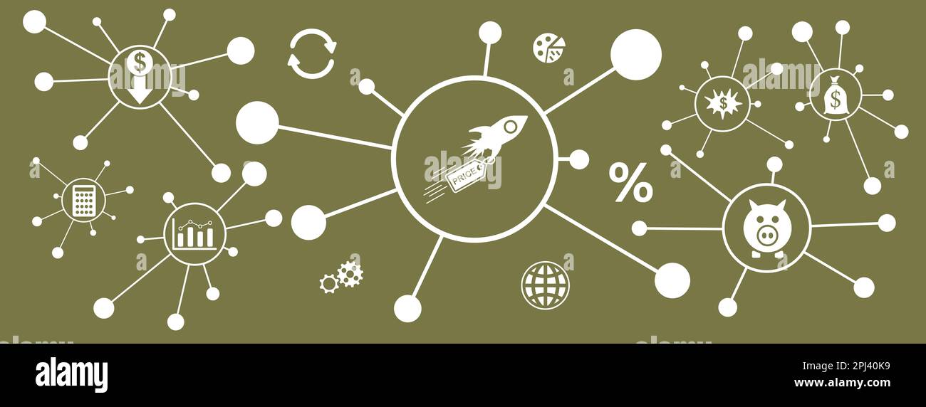 Concept of inflation with connected icons Stock Photo - Alamy