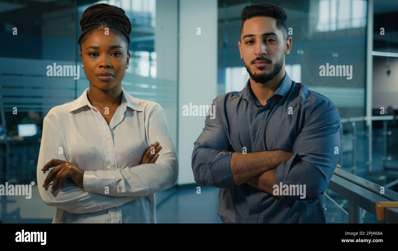 Business diverse coworkers two confident multiracial ethnic colleagues ...
