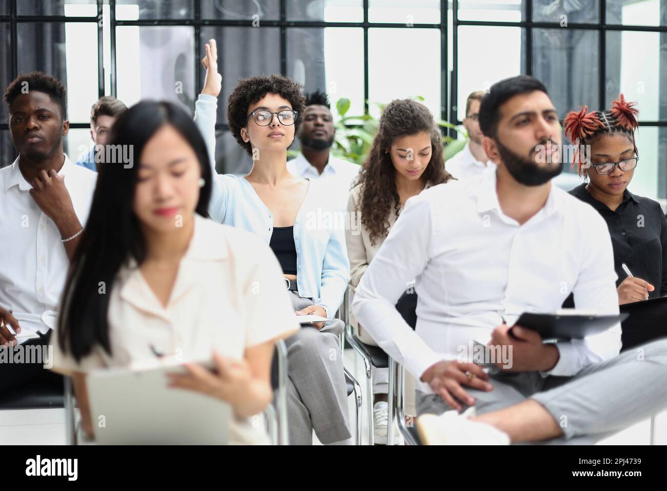 professionals having training class in the office. Stock Photo