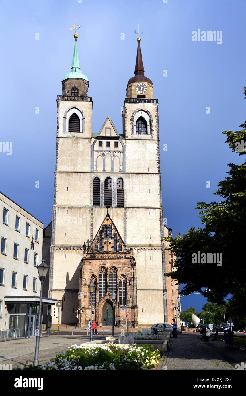 Germany, Saxony-Anhalt, Magdeburg:  Johanniskirche (St. John's Church) dates back to the 10th century, but has been destroyed four times and each time Stock Photo