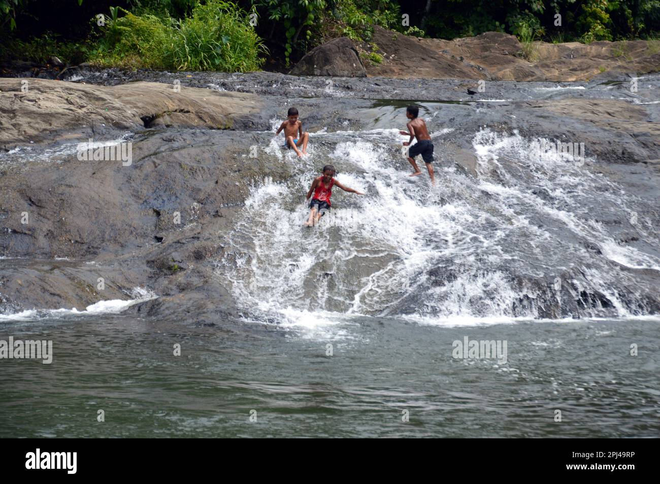 The Philippines, Samar Island: children playing in the lower reaches of ...