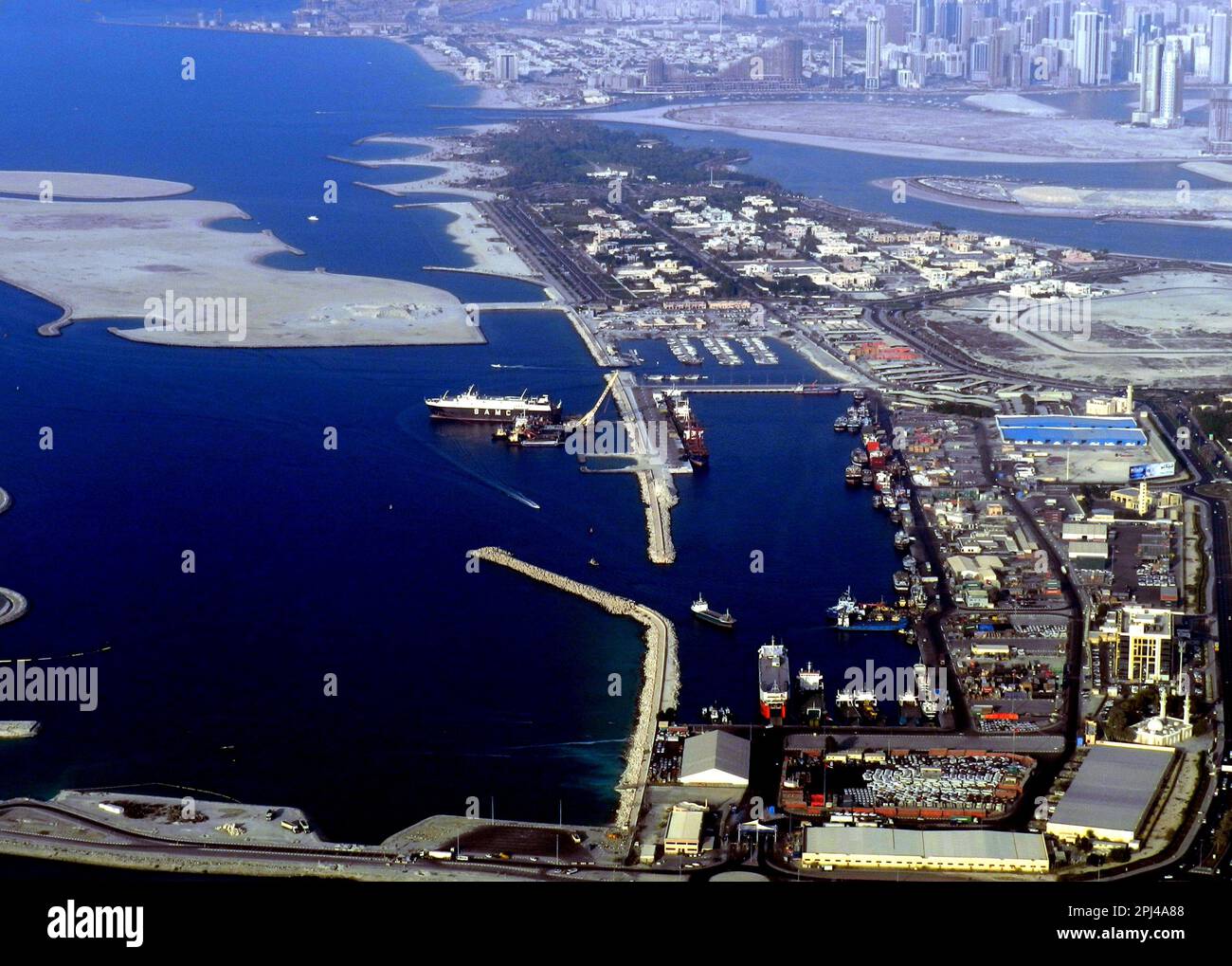 United Arab Emirates, Dubai aerial view of part of the port, with