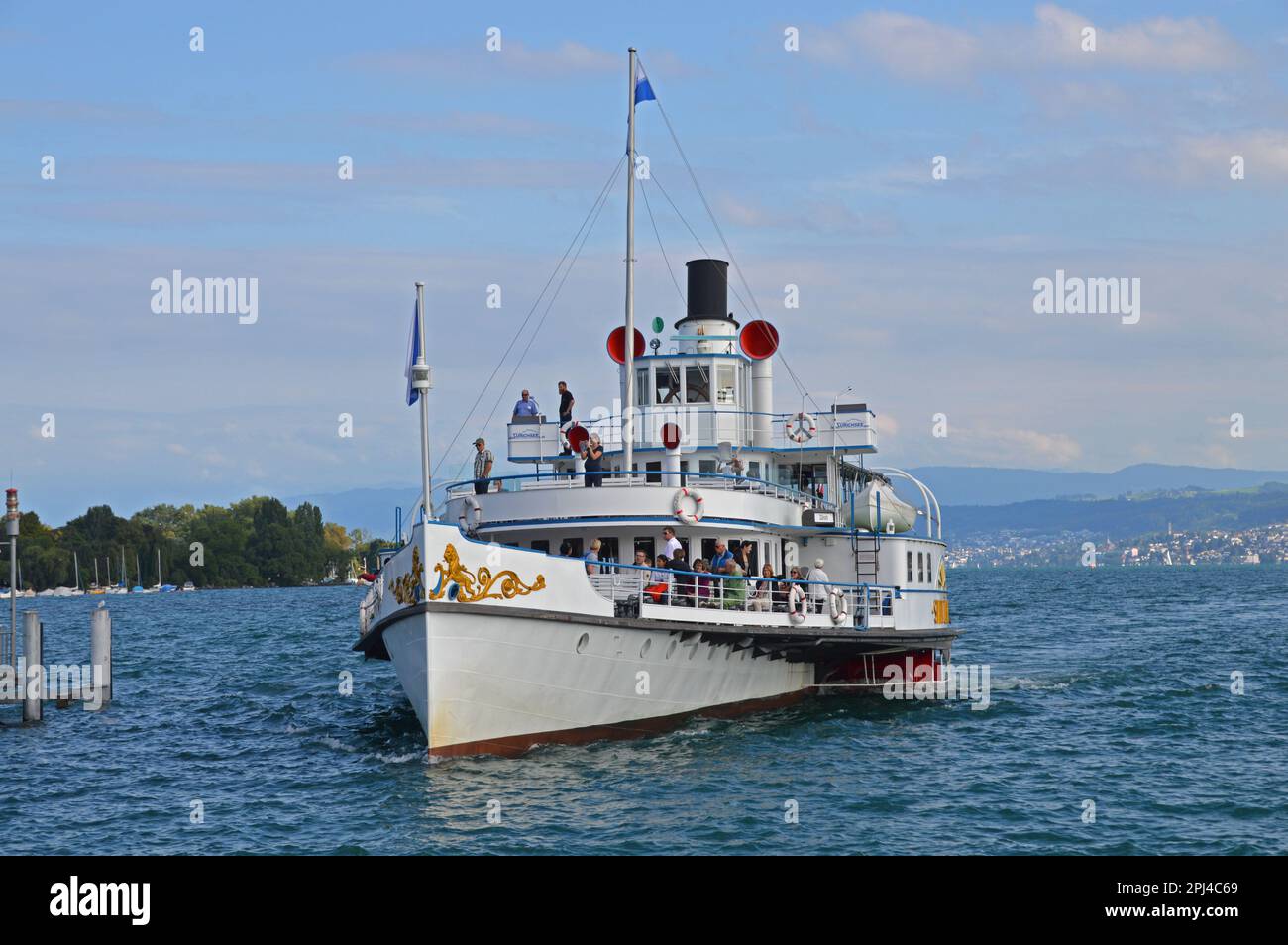 Switzerland, Zurich:  the paddle steamer 'Stadt Zürich' on Lake Zurich. Stock Photo