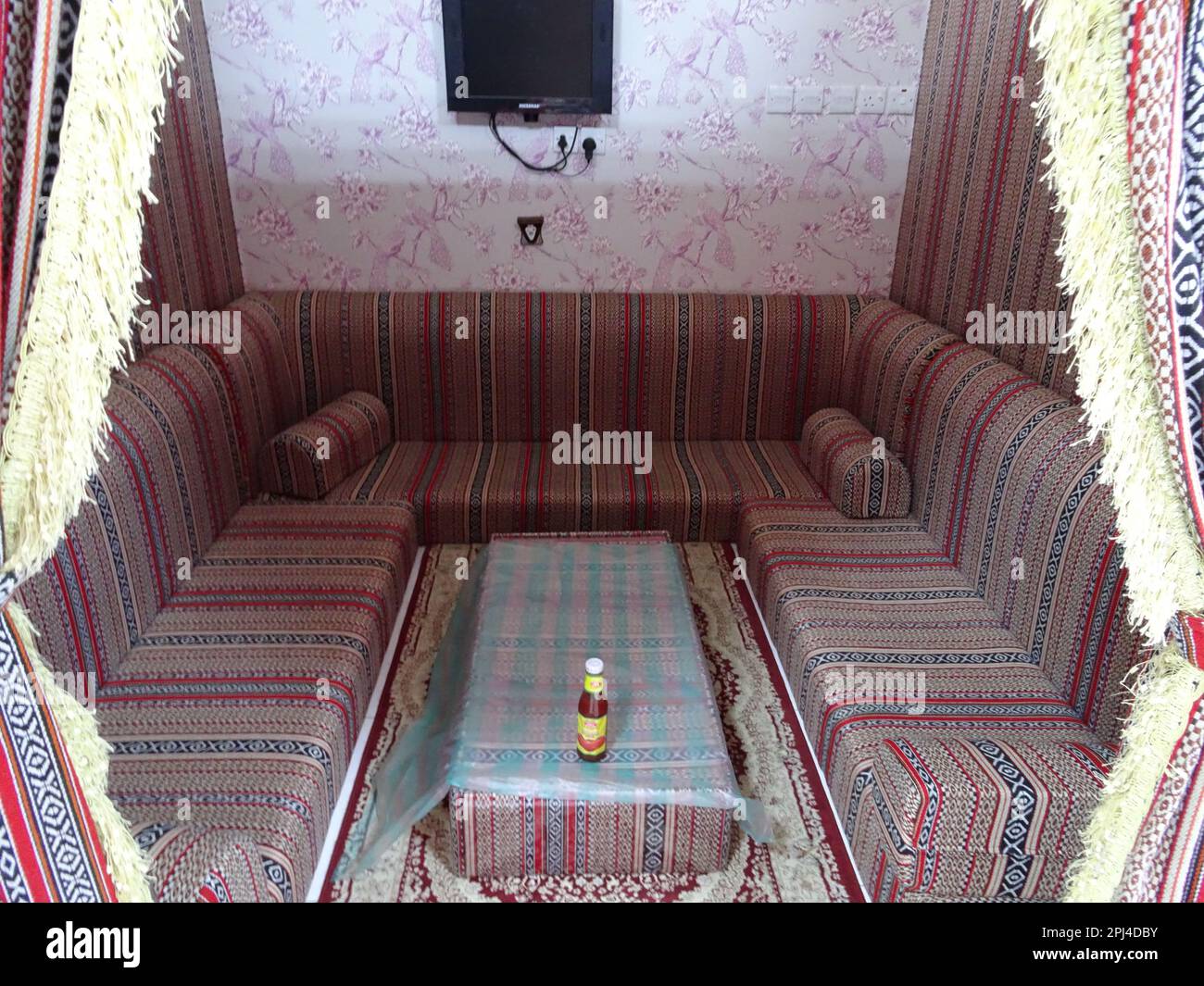 Oman, Taqah private dining cubicle in a restaurant, as frequently used by Omani family groups