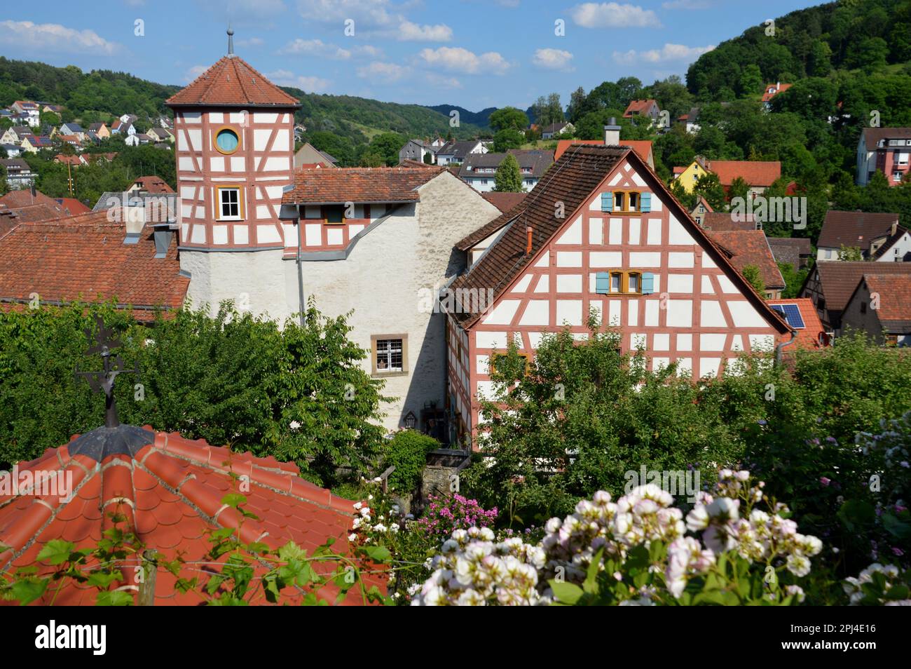Germany, Baden-Württemberg, Creglingen:  'Romschlössle', a three-storey timber-frame mansion dating from 1593, formerly 'Haus Weinsberg' now houses th Stock Photo