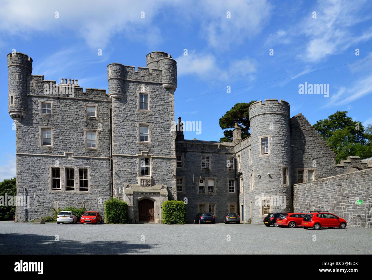 Northern Ireland, County Down, Castlewellan Forest Park:  the castle was built 1856-58 by the Annesley family and is now used as a conference centre. Stock Photo