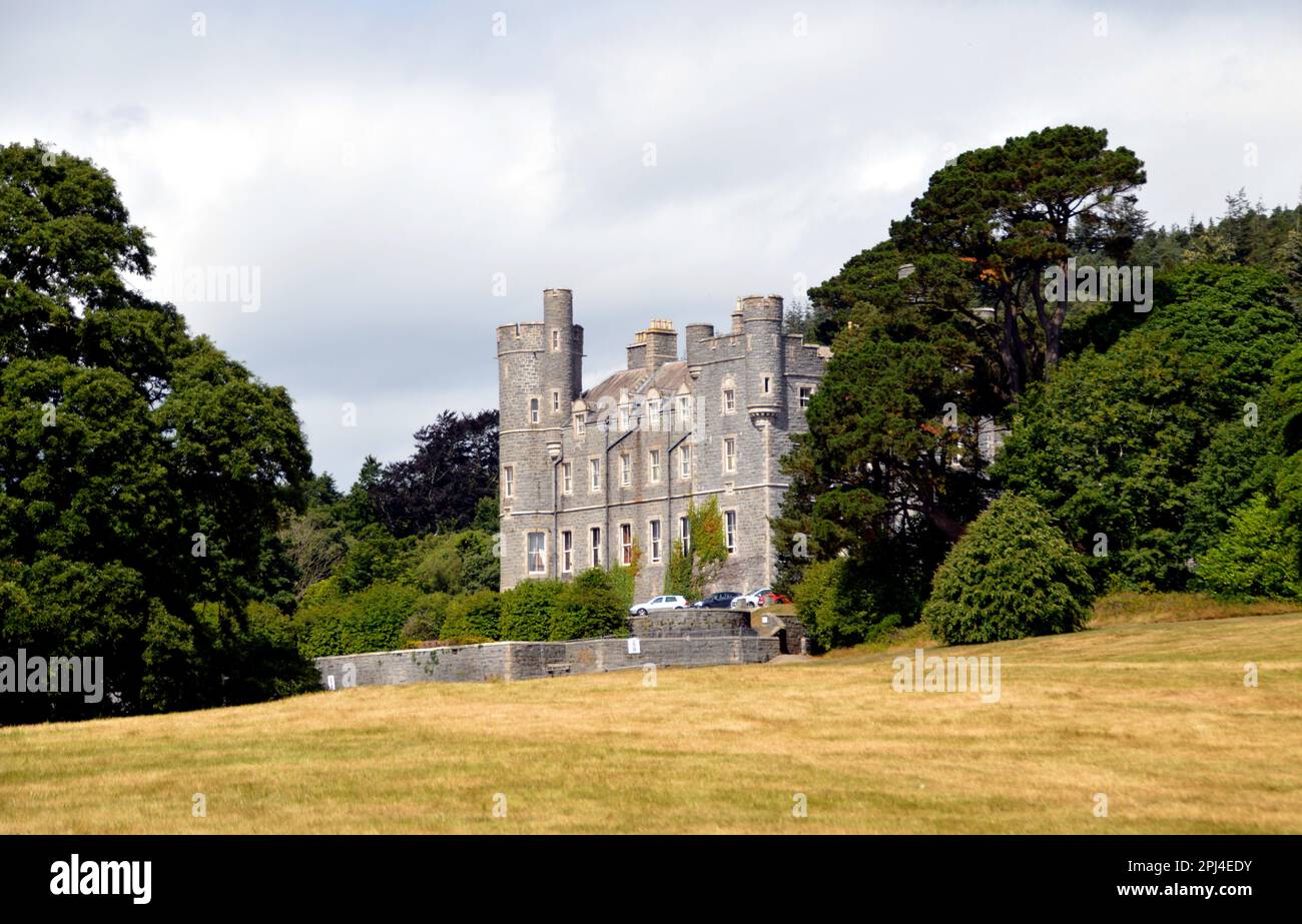 Northern Ireland, County Down, Castlewellan Forest Park:  the castle was built 1856-58 by the Annesley family and is now used as a conference centre. Stock Photo