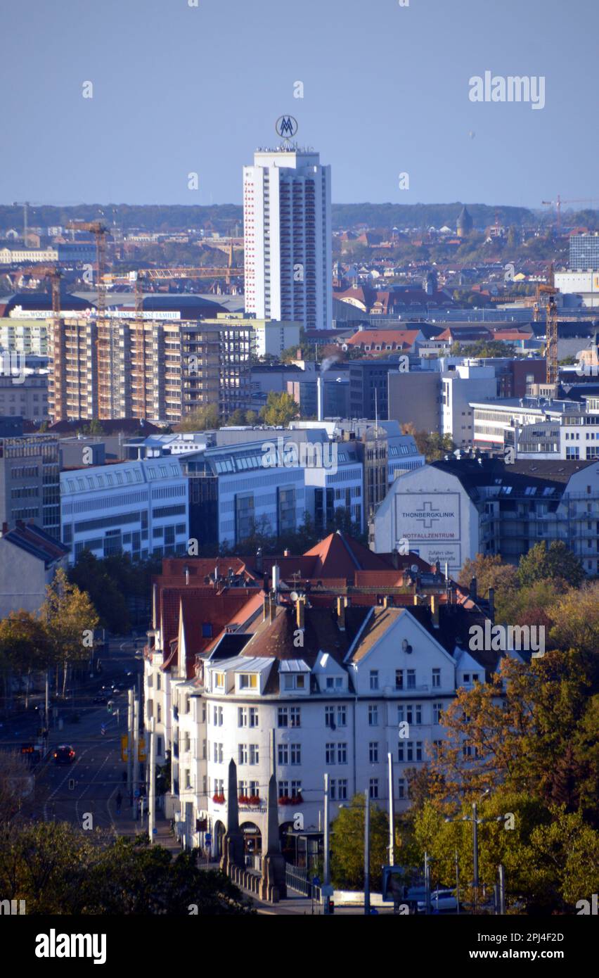 Germany, Saxony, Leipzig:  view of the  residential Wintergarten Hochhaus adjoining Augustus Platz, from the roof of the Battle of the Nations Monumen Stock Photo