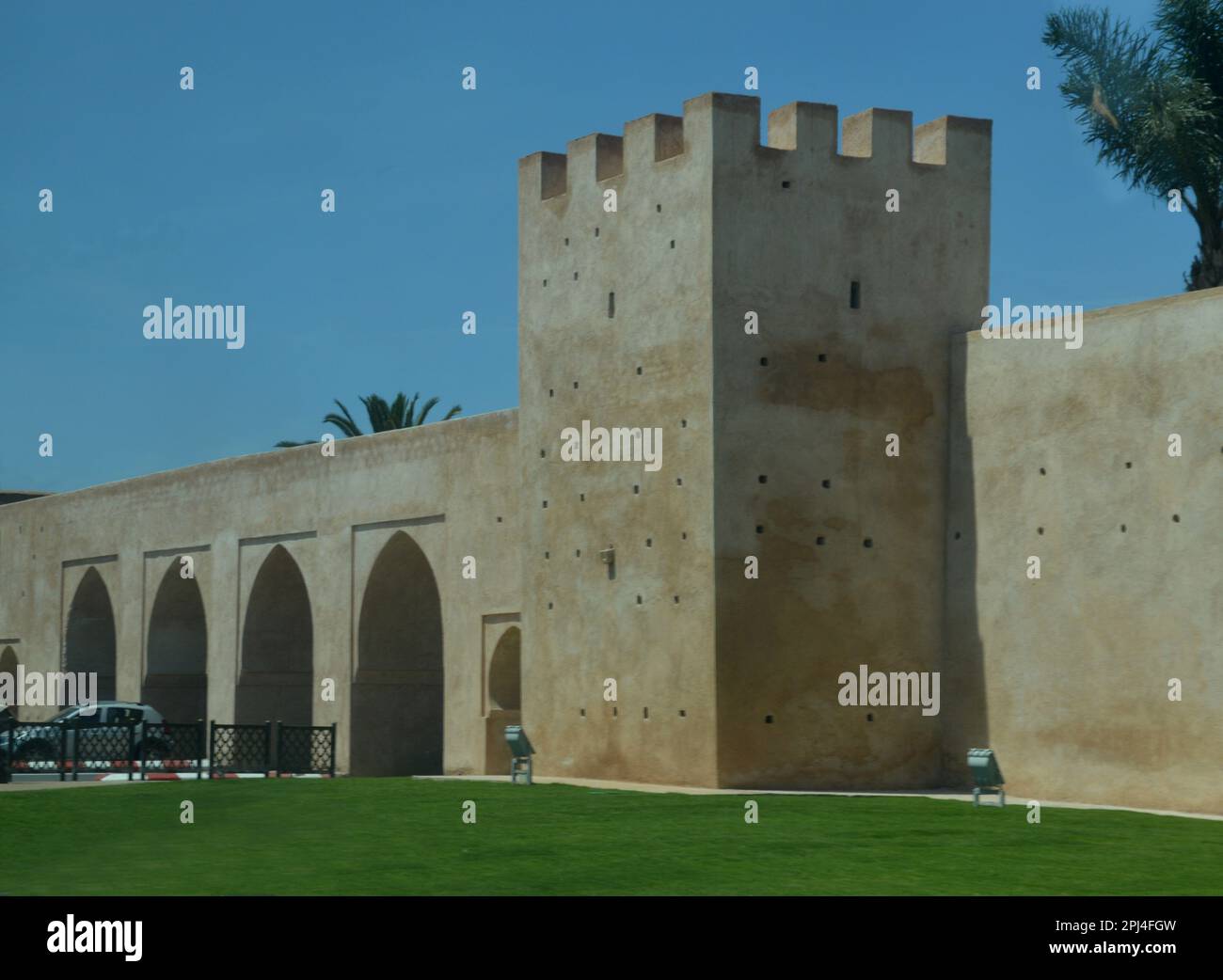 Morocco, Rabat: part of the city walls and traffic gateway Stock Photo ...
