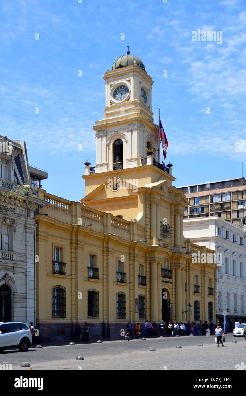 Chile. Santiago:  Palacio de la Real Audiencia de Santiago in Plaza de Armas, completed in 1807 as the Royal Court of Justice, now houses the National Stock Photo