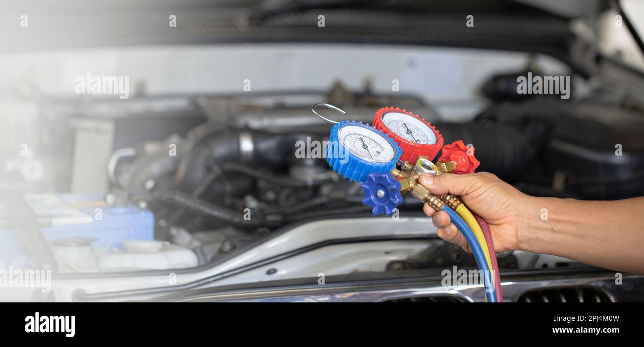 Car air conditioner check service, leak detection, fill refrigerant
