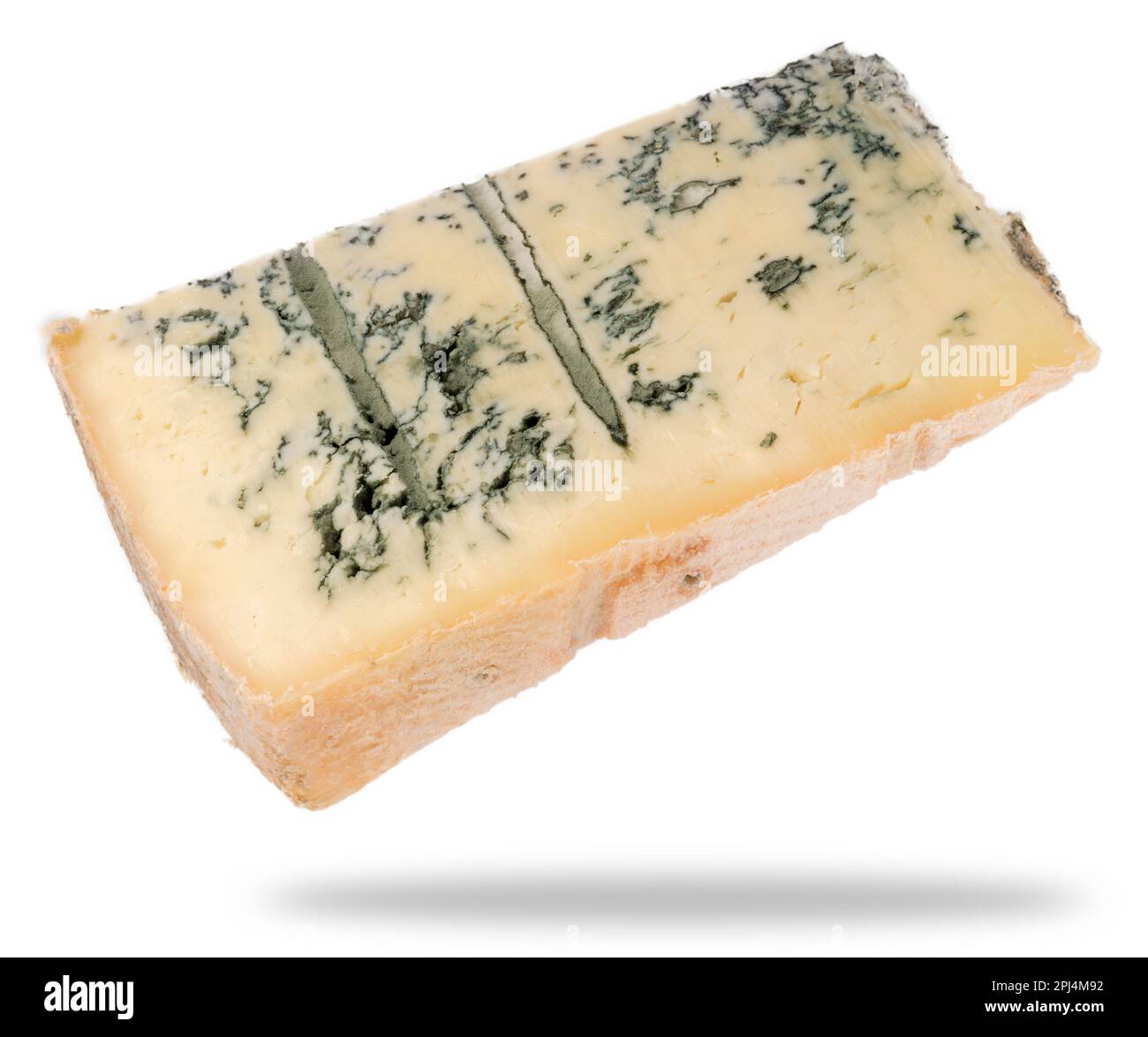 Italian cheese, a slice of blue mold cheese isolated on