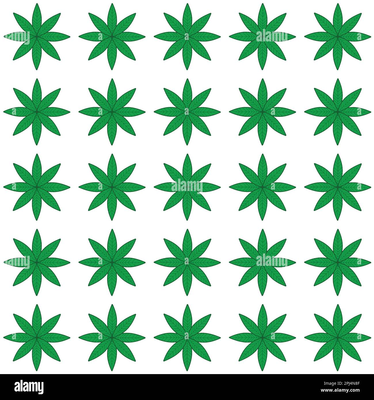 Cannabis leaves seamless pattern on white background. Vector illustration. Stock Vector