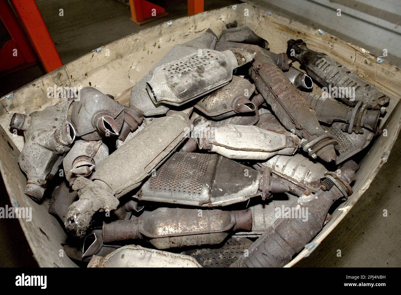 car exhausts on a scrapyard to recycle Netherlands. vvbvanbree