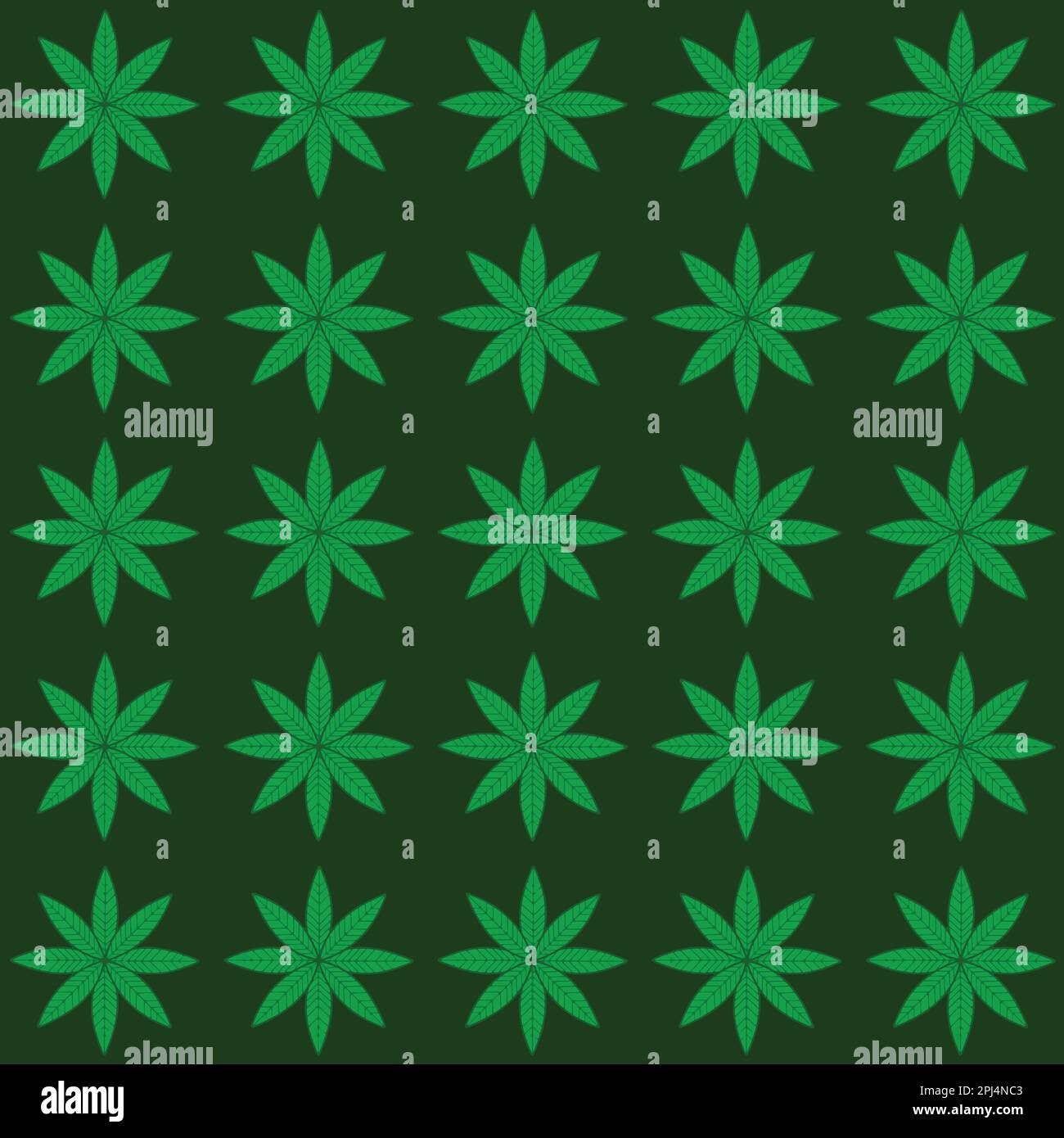 Seamless pattern with green leaves on a dark green background. Vector ...