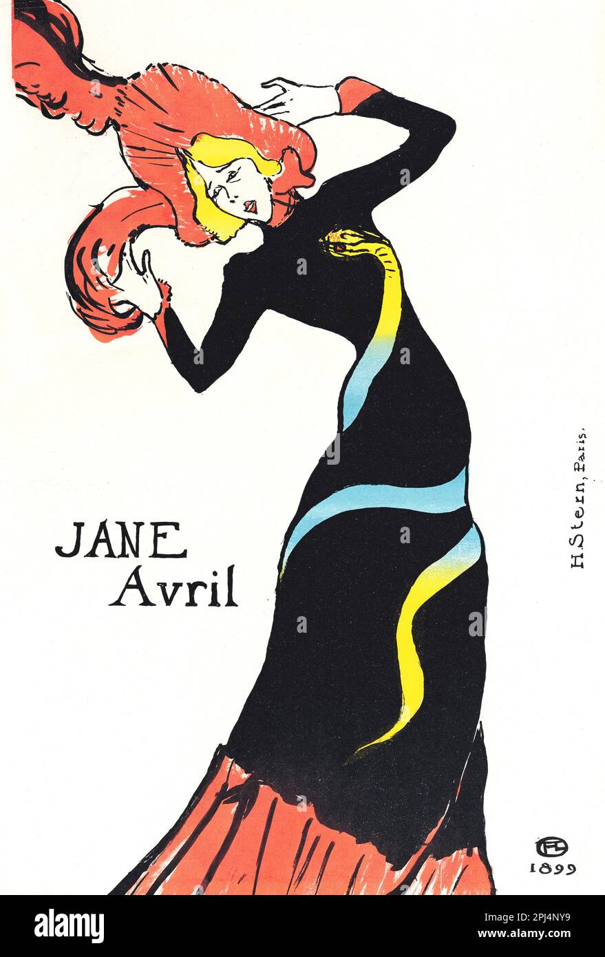 Jane Avril - Can-Can Dancer - Henri de Toulouse-Lautrec - 1899 Stock Photo