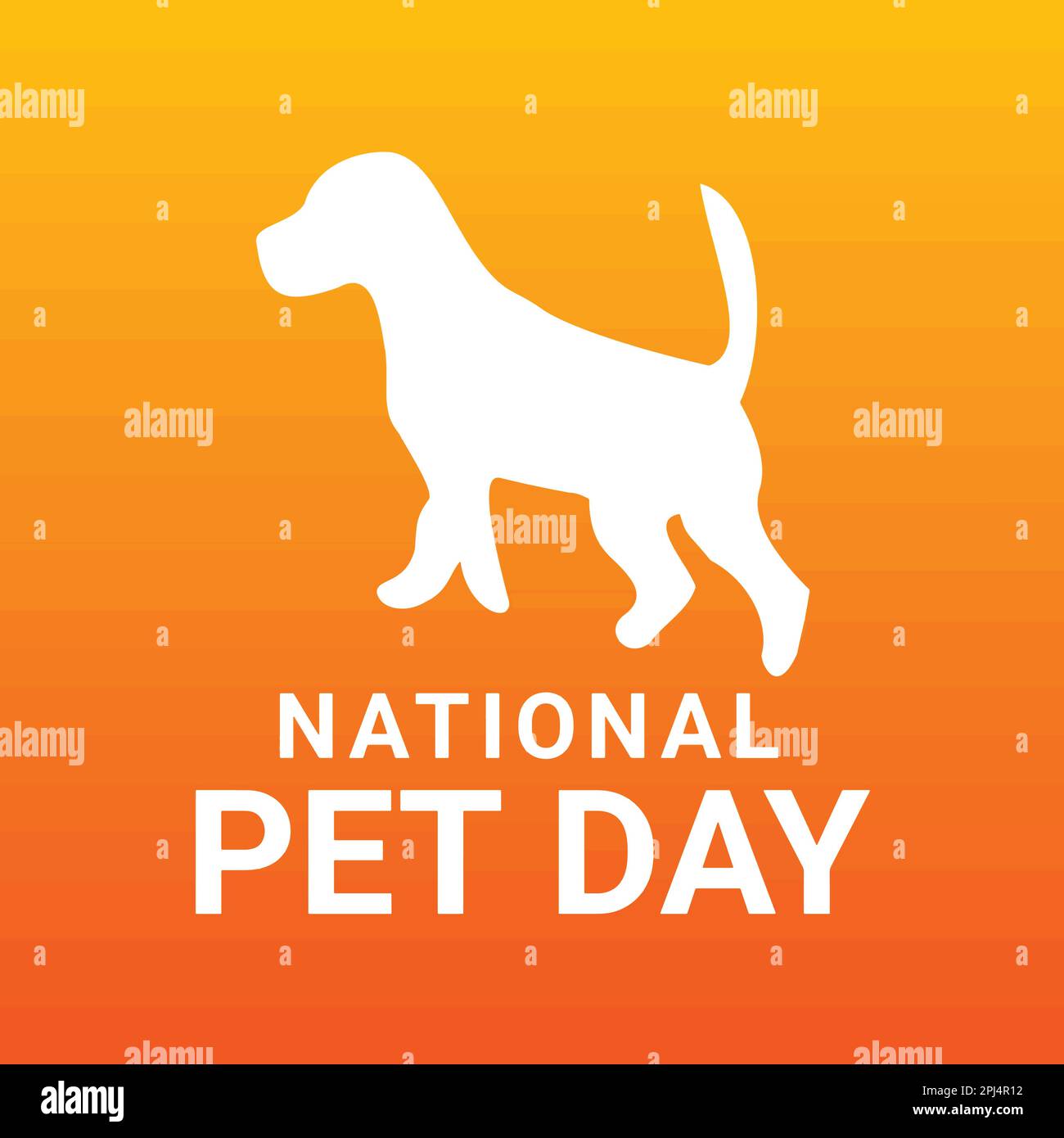 National Pet Day. illustration with dog silhouette on orange background