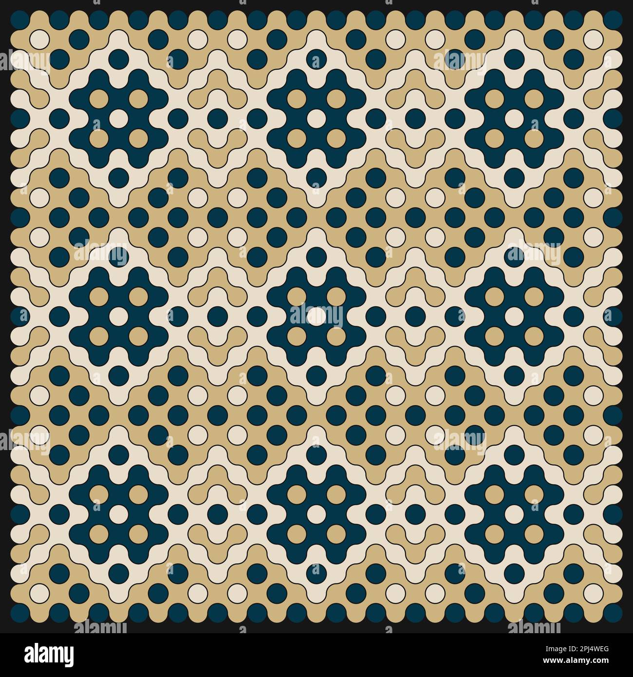 Random color rounded truchet tiling background illustration Stock Vector