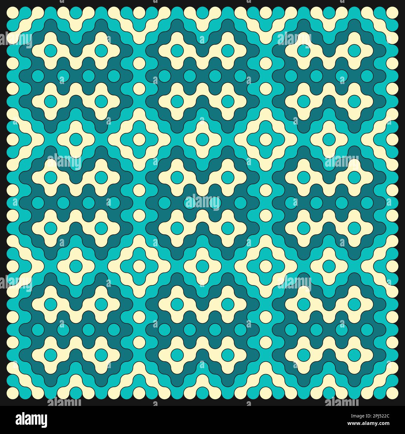 Random color rounded truchet tiling background illustration Stock Vector