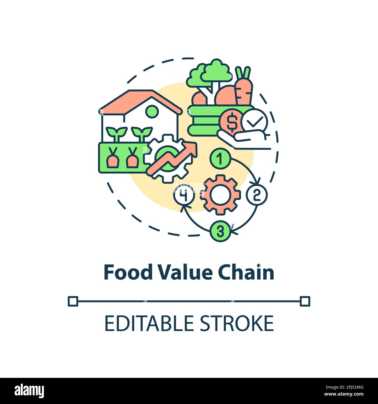 Food value chain concept icon Stock Vector