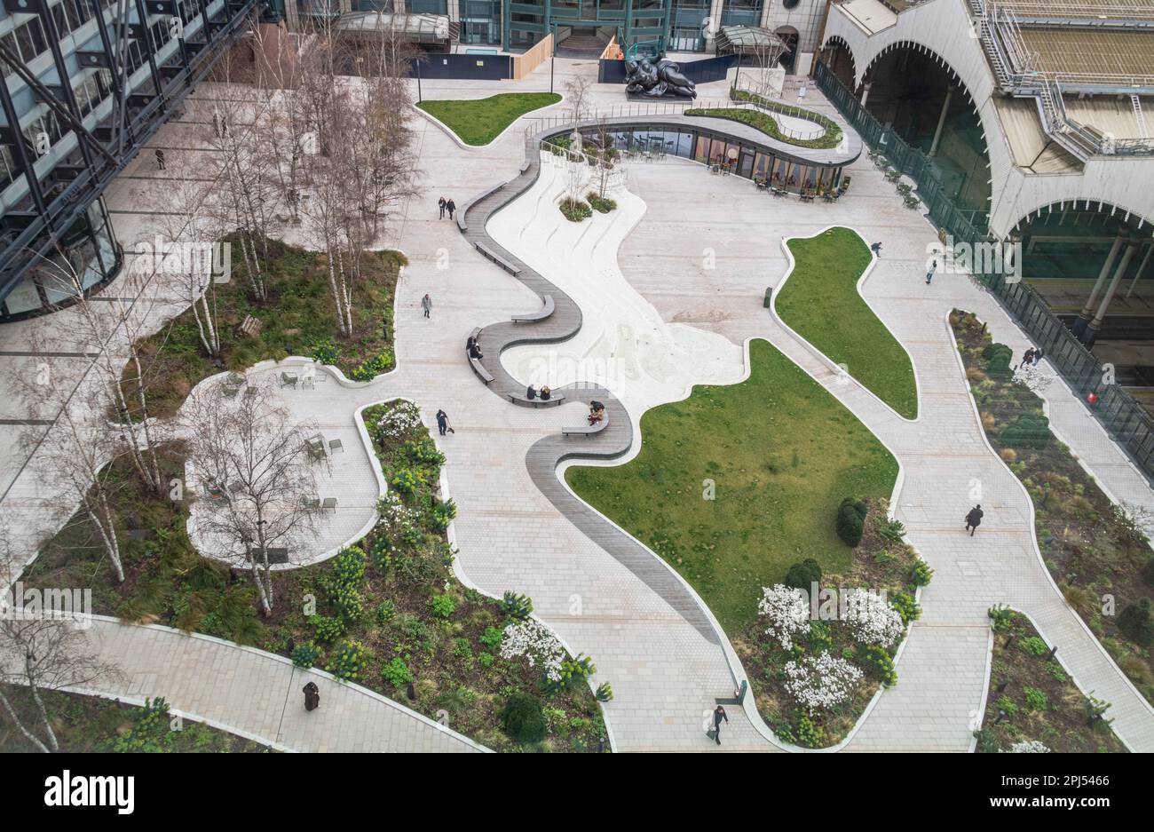 Photo looking down on the new Exchange Square at Broadgate, London EC2. Stock Photo