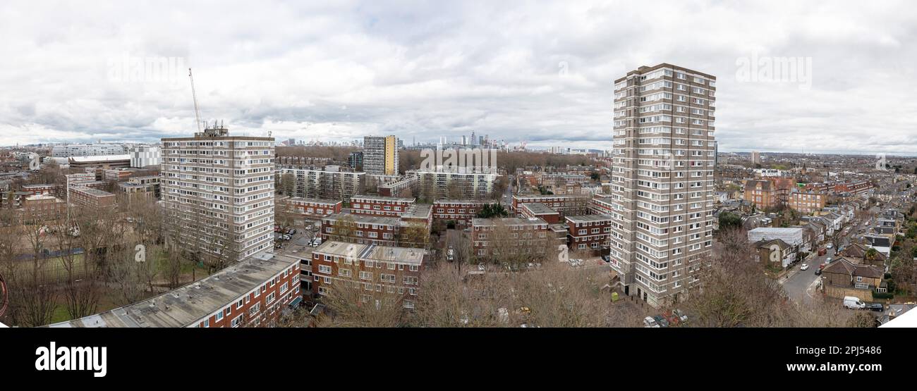 The panoramic view of Battersea looking North East from Cranmer House