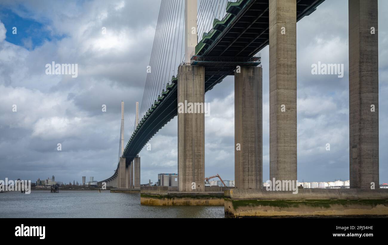 A view of the Dartford Crossing and QE2 bridge linking Kent and Essex