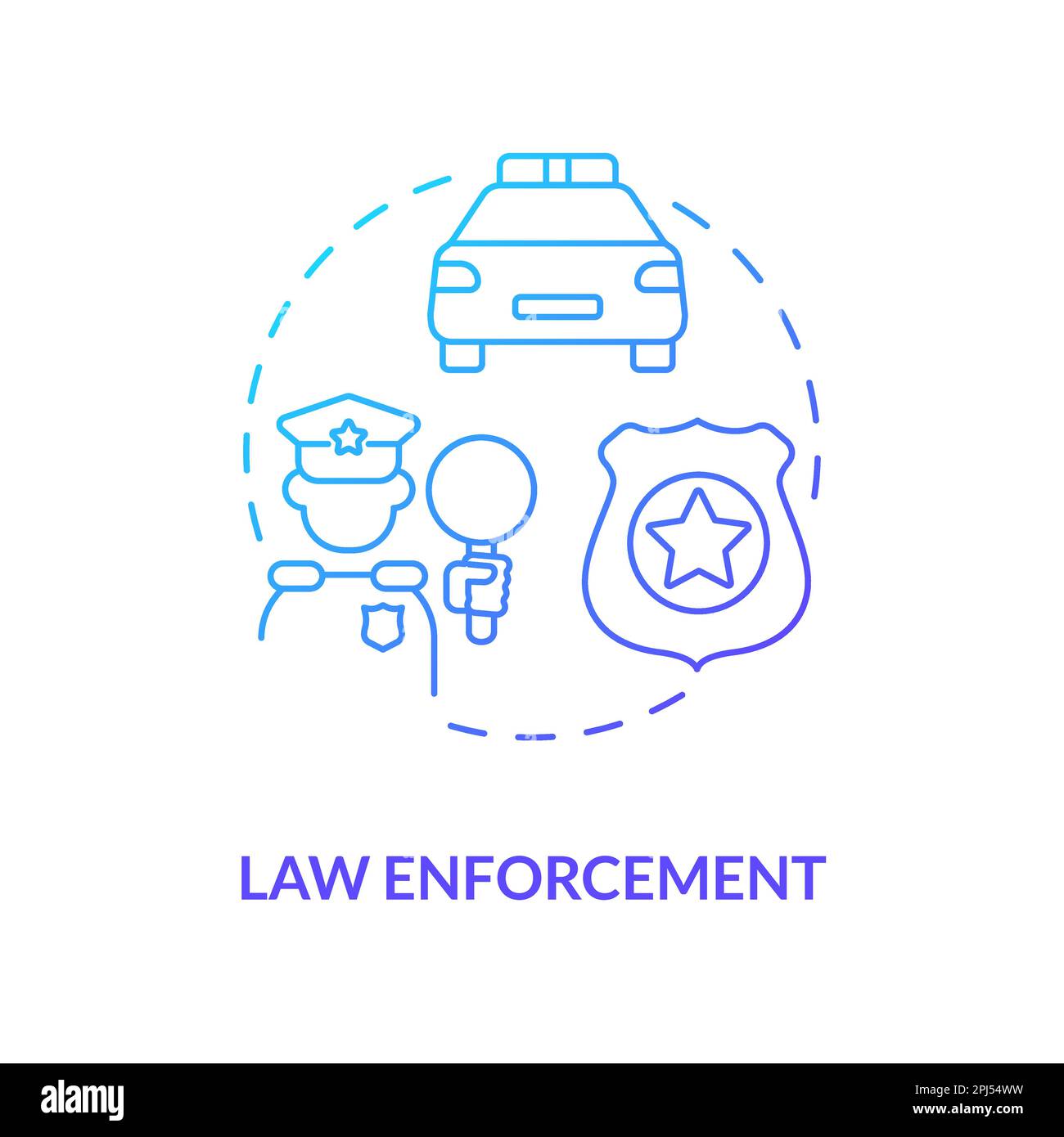 Law enforcement blue gradient concept icon Stock Vector