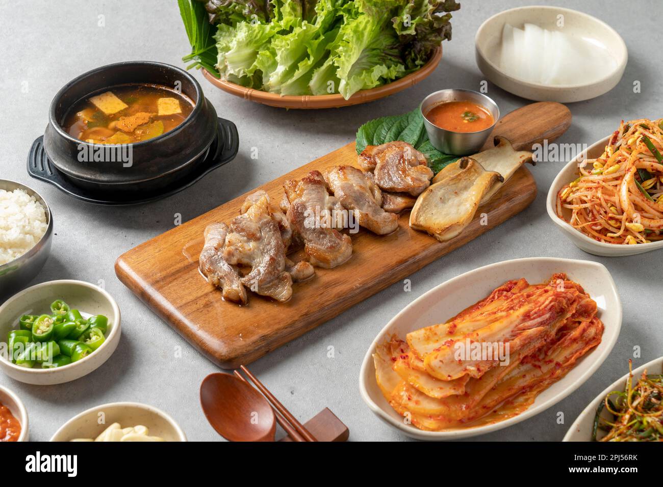 Pork Cheek Meat Grilled Set Stock Photo Alamy