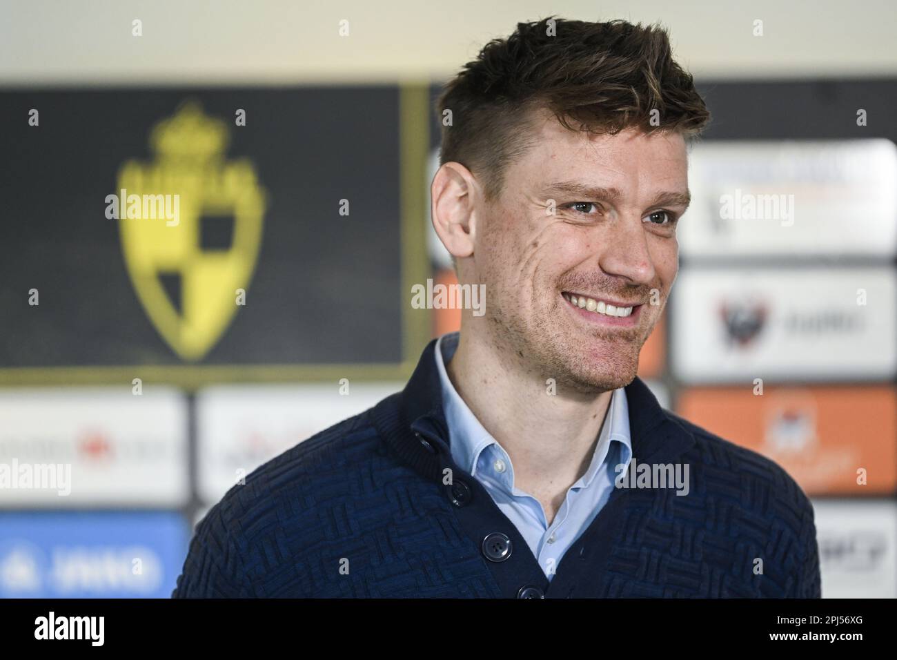 Lier, Belgium. 31st Mar, 2023. Lierse's new head coach Jo Christiaens  pictured during a press conference of Belgian second division soccer team  Lierse Kempenzonen to present their new coach, Friday 31 March