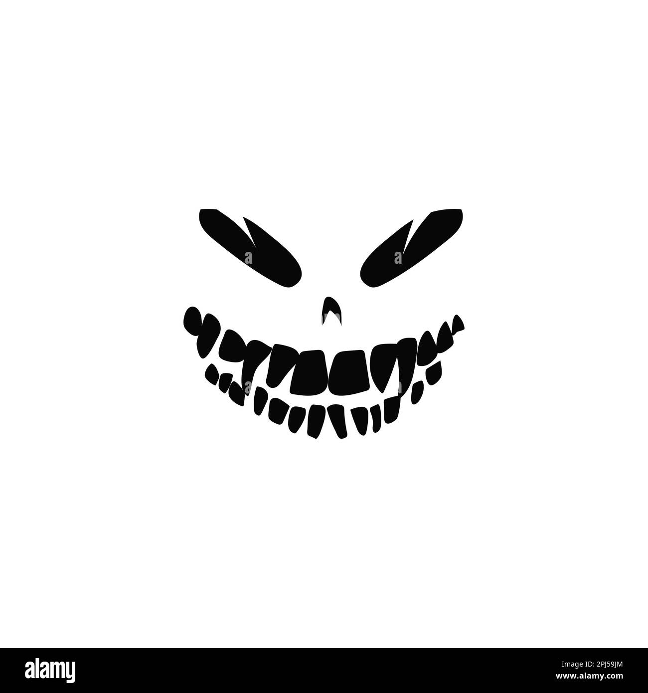Creepy laughing face with big teeth Stock Vector