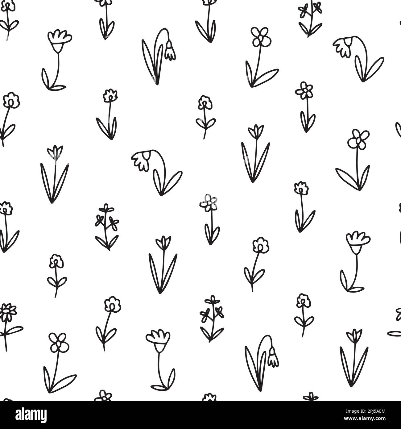 Doodle summer flowers seamless pattern Stock Vector Image & Art - Alamy