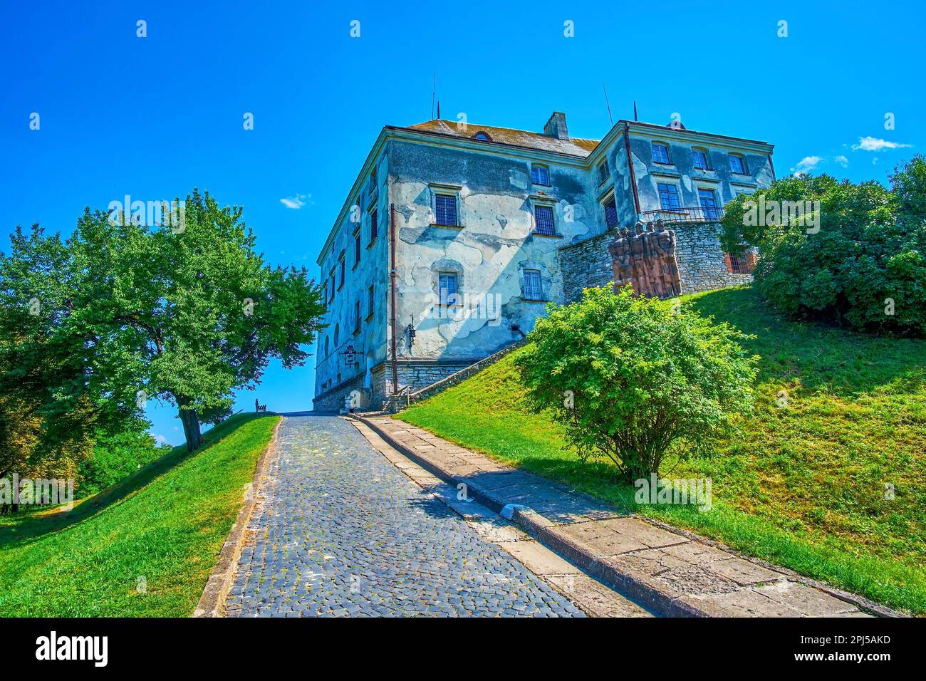 The hilly way to Olesko Castle, Ukraine Stock Photo