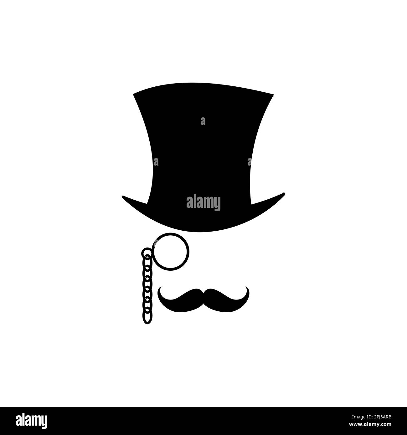 Retro mask in glasses hat with monocle template Stock Vector