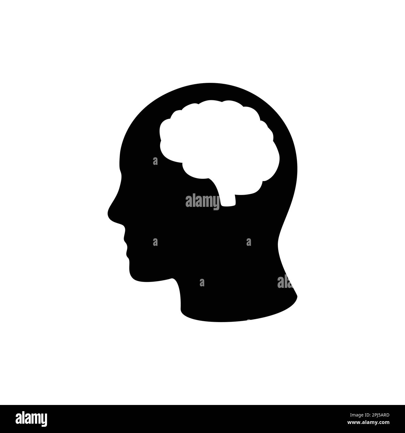 Human head with brain. Anatomical structure and weak mind Stock Vector