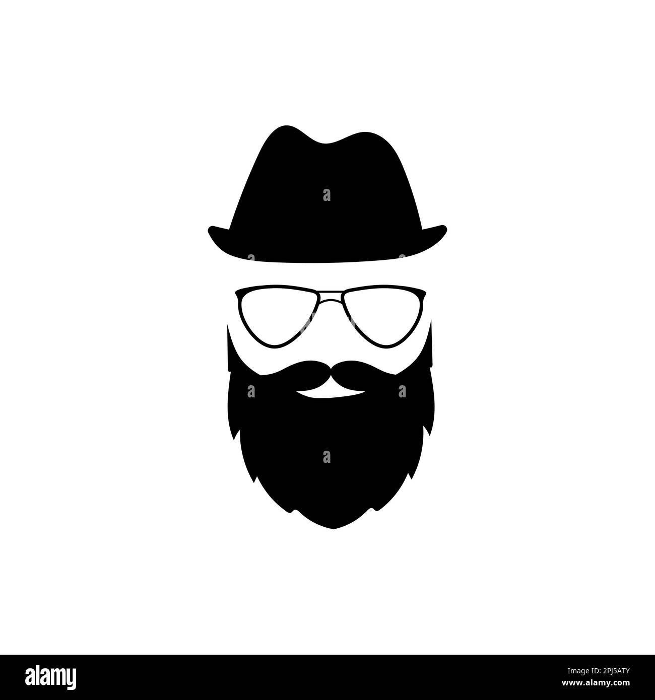 Hipster head in glasses hat with beard template Stock Vector Image