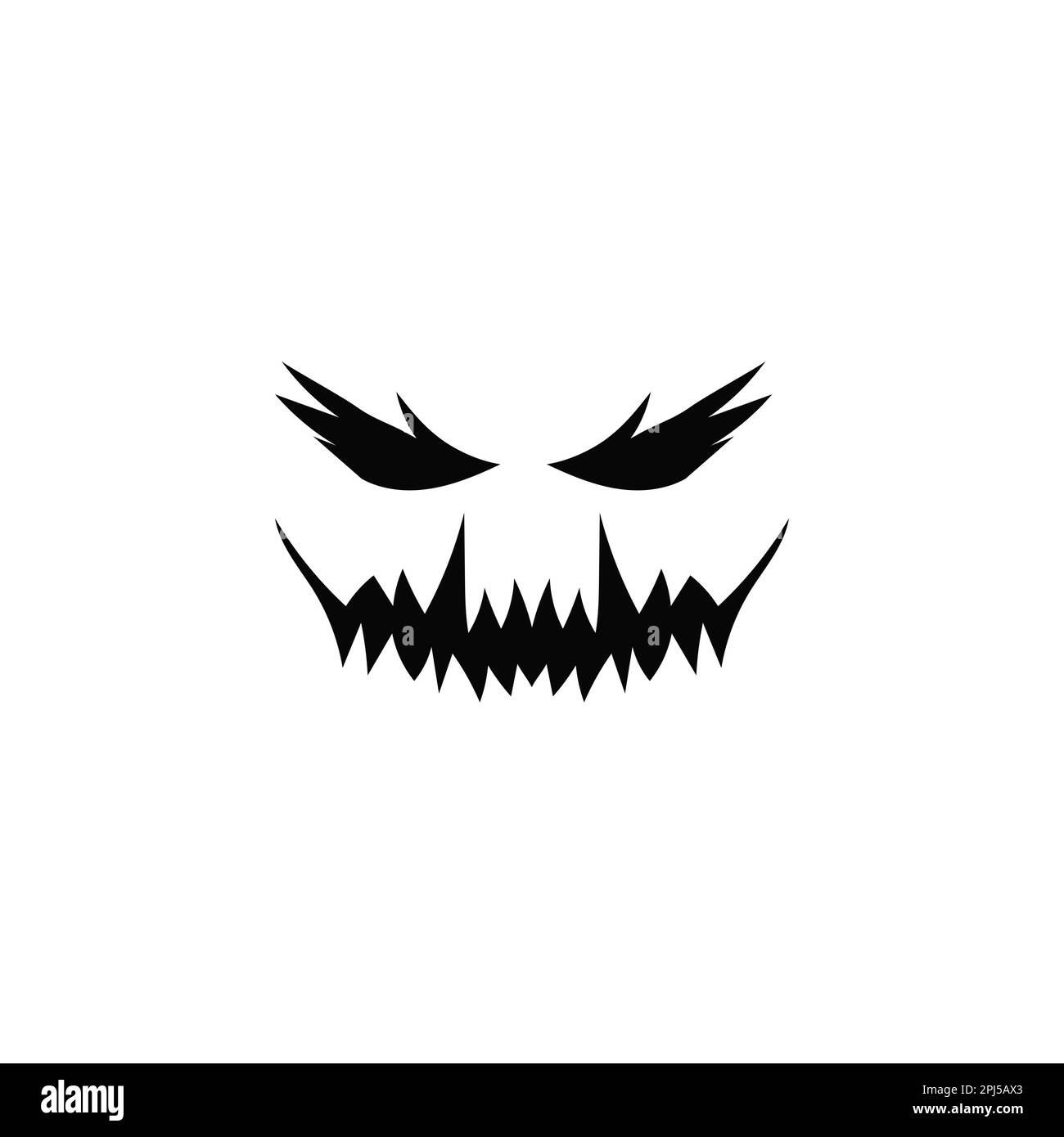 Creepy smile zombie face. Evil ghost teeth for halloween Stock Vector