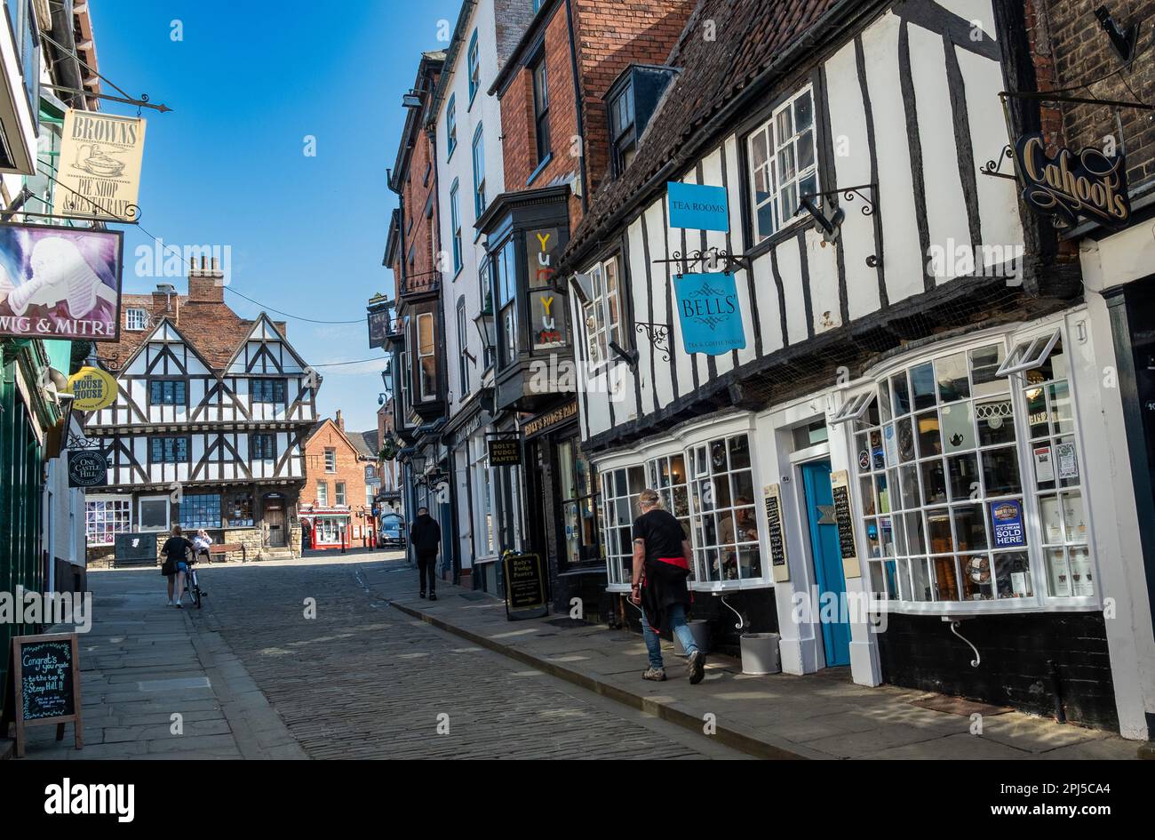 Shops on the Steep Hill in Lincoln City, with 16thcentury Leigh