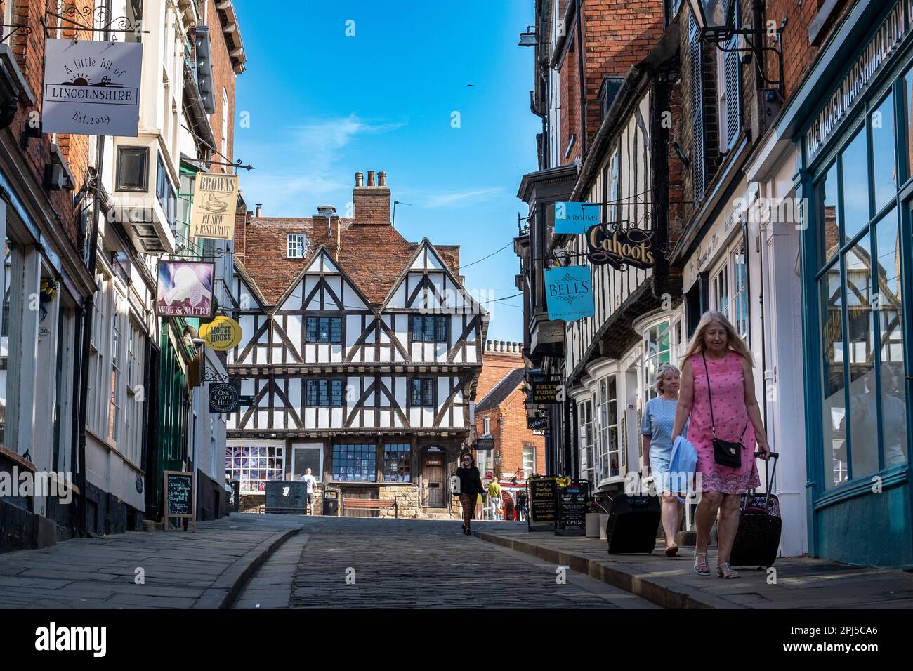 Shops on the Steep Hill in Lincoln City, with 16thcentury Leigh