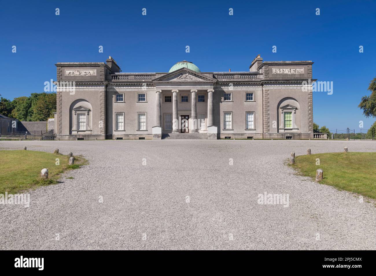 Ireland, County Laois, Emo Court, Facade of the house with pathway