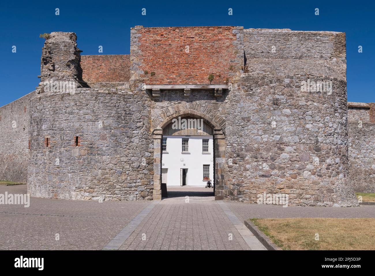 Ireland, County Waterford, Dungarvan Castle, entrance gate leading in to the courtyard Stock